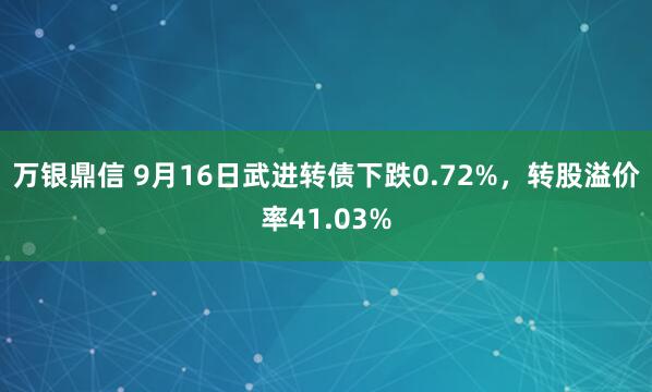 万银鼎信 9月16日武进转债下跌0.72%，转股溢价率41.03%