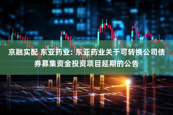 京融实配 东亚药业: 东亚药业关于可转换公司债券募集资金投资项目延期的公告